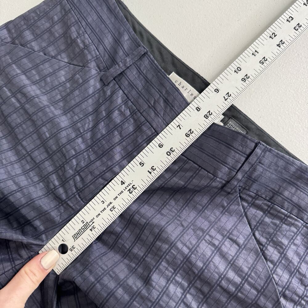 Charles Nolan Dress Pants Womens 2 Blue Pinstripe Low Rise Trouser Y2K Career - Picture 10 of 13